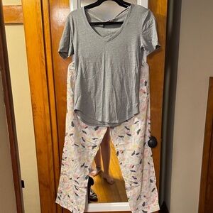 Victoria's Secret Gray and Multicolor Pajama Set